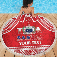 Samoa Rugby Custom Beach Blanket Toa Samoa Pacific Sporty Red LT14 - Polynesian Pride