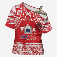 Samoa Rugby Custom Cross Shoulder Shirt Toa Samoa Pacific Sporty Red LT14 Female Red - Polynesian Pride
