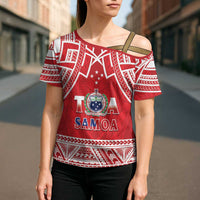 Samoa Rugby Custom Cross Shoulder Shirt Toa Samoa Pacific Sporty Red LT14 - Polynesian Pride