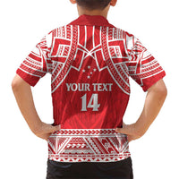 Samoa Rugby Custom Family Matching Short Sleeve Bodycon Dress and Hawaiian Shirt Toa Samoa Pacific Sporty Red LT14 - Polynesian Pride