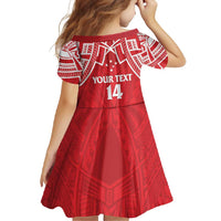 Samoa Rugby Custom Family Matching Short Sleeve Bodycon Dress and Hawaiian Shirt Toa Samoa Pacific Sporty Red LT14 - Polynesian Pride