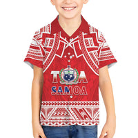 Samoa Rugby Custom Family Matching Tank Maxi Dress and Hawaiian Shirt Toa Samoa Pacific Sporty Red LT14 Son's Shirt Red - Polynesian Pride