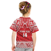 Samoa Rugby Custom Kid T Shirt Toa Samoa Pacific Sporty Red - Polynesian Pride