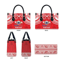 Samoa Rugby Custom Leather Bag Toa Samoa Pacific Sporty Red LT14 - Polynesian Pride