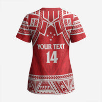 Samoa Rugby Custom Scrub Top Toa Samoa Pacific Sporty Red - Polynesian Pride