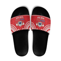 Samoa Rugby Custom Slide Sandals Toa Samoa Pacific Sporty Red LT14 Red - Polynesian Pride