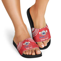 Samoa Rugby Custom Slide Sandals Toa Samoa Pacific Sporty Red LT14 - Polynesian Pride