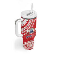 Samoa Rugby Custom Tumbler With Handle Toa Samoa Pacific Sporty Red - Polynesian Pride
