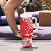Samoa Rugby Custom Tumbler With Handle Toa Samoa Pacific Sporty Red - Polynesian Pride
