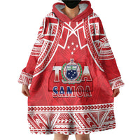 Samoa Rugby Custom Wearable Blanket Hoodie Toa Samoa Pacific Sporty Red - Polynesian Pride