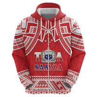 Samoa Rugby Custom Zip Hoodie Toa Samoa Pacific Sporty Red - Polynesian Pride
