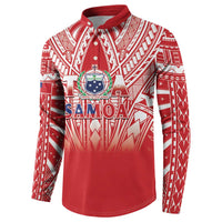 Toa Samoa Rugby Custom Button Sweatshirt Samoa mo Samoa Polynesian Pacific Red - Polynesian Pride