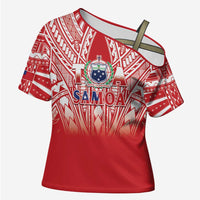 Toa Samoa Rugby Custom Cross Shoulder Shirt Samoa mo Samoa Polynesian Pacific Red - Polynesian Pride