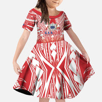 Toa Samoa Rugby Custom Family Matching Short Sleeve Bodycon Dress and Hawaiian Shirt Samoa mo Samoa Polynesian Pacific Red - Polynesian Pride