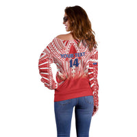 Toa Samoa Rugby Custom Off Shoulder Sweater Samoa mo Samoa Polynesian Pacific Red - Polynesian Pride