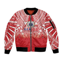 Toa Samoa Rugby Custom Sleeve Zip Bomber Jacket Samoa mo Samoa Polynesian Pacific Red - Polynesian Pride