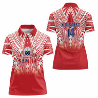 Toa Samoa Rugby Custom Women Polo Shirt Samoa mo Samoa Polynesian Pacific Red - Polynesian Pride