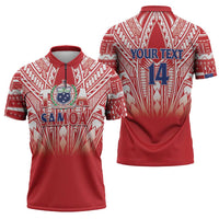 Toa Samoa Rugby Custom Zipper Polo Shirt Samoa mo Samoa Polynesian Pacific Red - Polynesian Pride