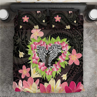 Polynesia Valentine's Day Bedding Set Hammerhead Shark Plumeria With Polynesian Pattern