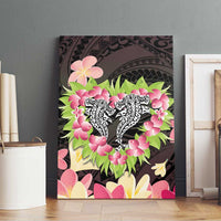 Polynesia Valentine's Day Canvas Wall Art Hammerhead Shark Plumeria With Polynesian Pattern