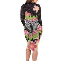 Polynesia Valentine's Day Family Matching Long Sleeve Bodycon Dress and Hawaiian Shirt Hammerhead Shark Plumeria With Polynesian Pattern LT14 - Polynesian Pride