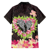 Polynesia Valentine's Day Family Matching Off Shoulder Maxi Dress and Hawaiian Shirt Hammerhead Shark Plumeria With Polynesian Pattern LT14 - Polynesian Pride