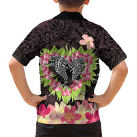 Polynesia Valentine's Day Family Matching Tank Maxi Dress and Hawaiian Shirt Hammerhead Shark Plumeria With Polynesian Pattern LT14 - Polynesian Pride