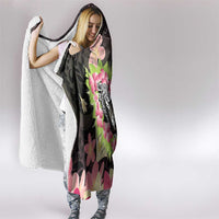 Polynesia Valentine's Day Hooded Blanket Hammerhead Shark Plumeria With Polynesian Pattern