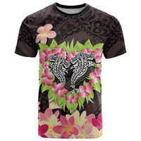 Polynesia Valentine's Day T Shirt Hammerhead Shark Plumeria With Polynesian Pattern LT14 Black - Polynesian Pride