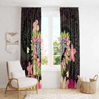Polynesia Valentine's Day Window Curtain Hammerhead Shark Plumeria With Polynesian Pattern