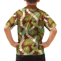 Brown Hawaii Plumeria Lei With Tropical Leaves Family Matching Tank Maxi Dress and Hawaiian Shirt LT14 - Polynesian Pride