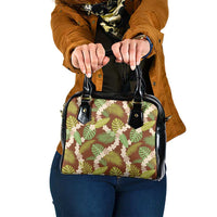 Brown Hawaii Plumeria Lei With Tropical Leaves Shoulder Handbag LT14 One Size Brown - Polynesian Pride