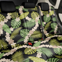 Black Hawaii Plumeria Lei With Tropical Leaves Back Car Seat Cover