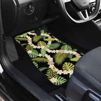 Black Hawaii Plumeria Lei With Tropical Leaves Car Mats