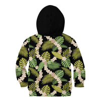 Black Hawaii Plumeria Lei With Tropical Leaves Kid Hoodie