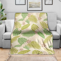 Beige Hawaii Plumeria Lei With Tropical Leaves Blanket