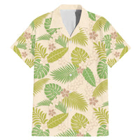 Beige Hawaii Plumeria Lei With Tropical Leaves Family Matching Mermaid Dress and Hawaiian Shirt