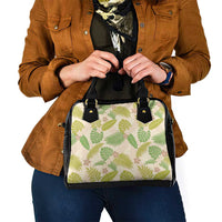 Beige Hawaii Plumeria Lei With Tropical Leaves Shoulder Handbag LT14 - Polynesian Pride