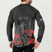 Personalised New Zealand ANZAC Day Button Sweatshirt Lest We Forget Soldier Memorial