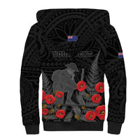 Personalised New Zealand ANZAC Day Sherpa Hoodie Lest We Forget Soldier Memorial LT15 - Polynesian Pride
