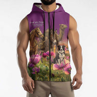 ANZAC Day Sleeveless Zip Hoodie Lest We Forget The Animals Of War
