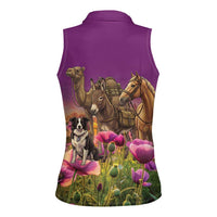 ANZAC Day Women Sleeveless Polo Shirt Lest We Forget The Animals Of War LT15 - Polynesian Pride