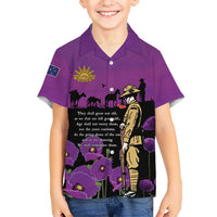 ANZAC Soldier and War Animals Family Matching Short Sleeve Bodycon Dress and Hawaiian Shirt We Will Remember Them LT15 Son's Shirt Purple - Polynesian Pride
