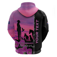 Personalised ANZAC War Animals Zip Hoodie Lest We Forget Memorial LT15 - Polynesian Pride