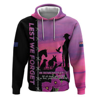 Personalised ANZAC War Animals Zip Hoodie Lest We Forget Memorial LT15 Pullover Hoodie Purple - Polynesian Pride