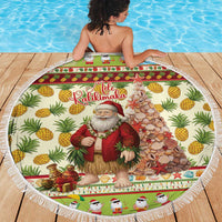 Hawaiian Santa Aloha Pineapple Christmas Beach Blanket Mele Kalikimaka - Polynesian Pride