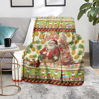 Hawaiian Santa Aloha Pineapple Christmas Blanket Mele Kalikimaka - Polynesian Pride
