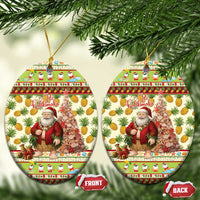 Hawaiian Santa Aloha Pineapple Christmas Ceramic Ornament Mele Kalikimaka LT15 Oval Cream - Polynesian Pride