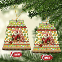 Hawaiian Santa Aloha Pineapple Christmas Ceramic Ornament Mele Kalikimaka LT15 Bell Flake Cream - Polynesian Pride