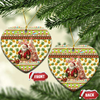 Hawaiian Santa Aloha Pineapple Christmas Ceramic Ornament Mele Kalikimaka LT15 Heart Cream - Polynesian Pride